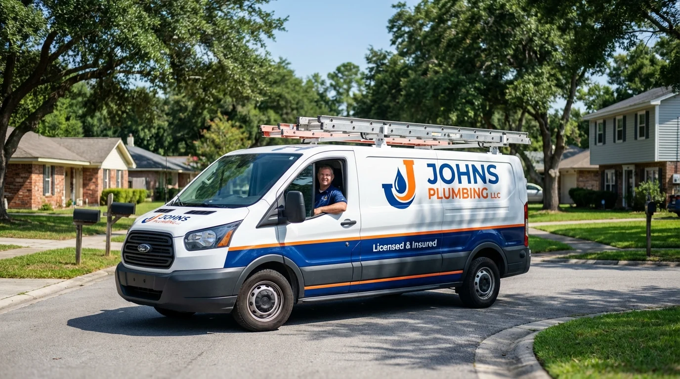 Johns Plumbing LLC service van in Clayton, AL