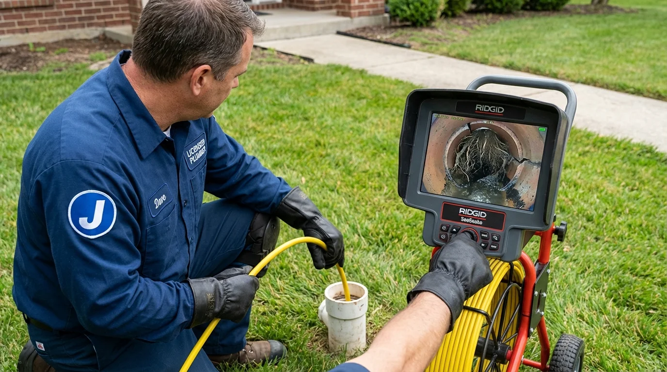 Sewer camera inspection being performed by Johns Plumbing LLC in Clayton