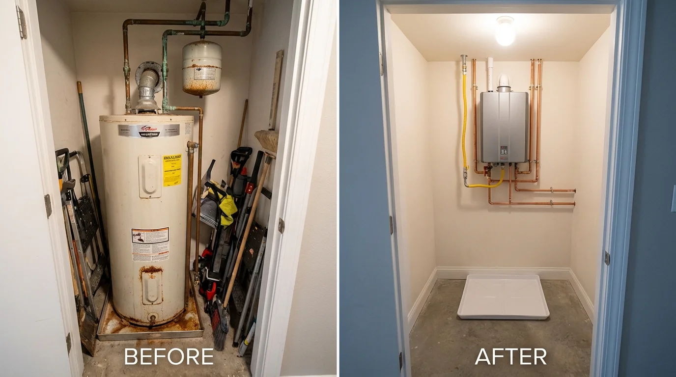 Tank water heater versus wall-mounted tankless unit comparison for Clayton, AL homeowners